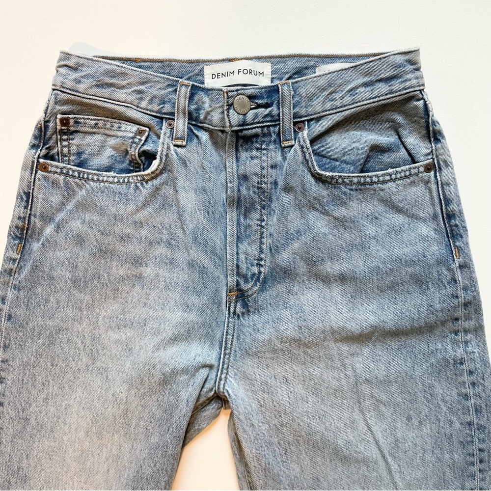 Denim Forum Sky Blue Wide Leg Jeans - Picture 5 of 8